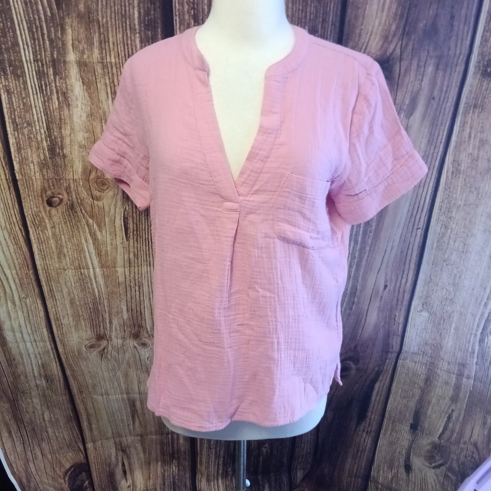 NWT J. Crew Double Gauze Popover Top Size XS Pink